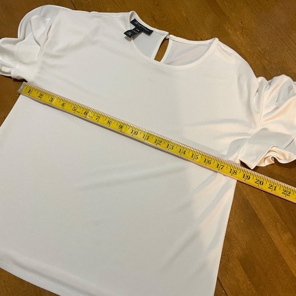 INC International Concepts Women's White Short Ruffle Sleeve Shirt Top Blouse MP - Picture 6 of 9